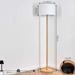 Lampadaire Akrema Ecru, Noir, 1 Lumiere