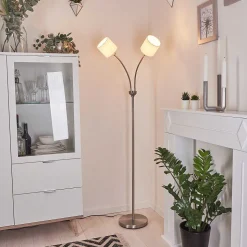 Lampadaire Alsen Nickel Mat, 2 Lumieres