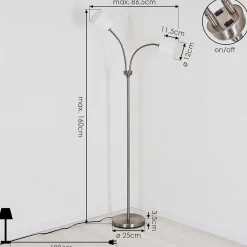 Lampadaire Alsen Nickel Mat, 2 Lumieres