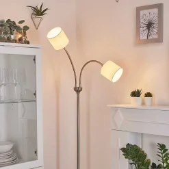 Lampadaire Alsen Nickel Mat, 2 Lumieres