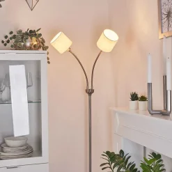 Lampadaire Alsen Nickel Mat, 2 Lumieres