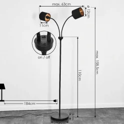 Lampadaire Alsen Noir, 2 Lumieres