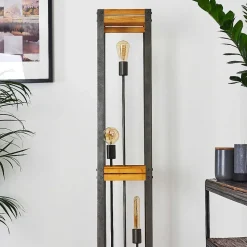 Lampadaire Apia Brun Clair, Argente, 3 Lumieres