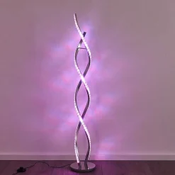 Lampadaire Assuan Led Chrome, 1 Lumiere, Telecommandes, Changeur De Couleurs