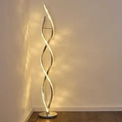 Lampadaire Assuan Led Chrome, 1 Lumiere, Telecommandes, Changeur De Couleurs