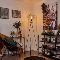 Lampadaire Bardhaman Noir, 1 Lumiere