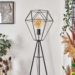 Lampadaire Bardhaman Noir, 1 Lumiere