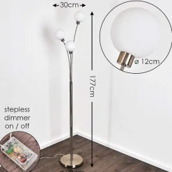 Lampadaire Bernado Nickel Mat, 3 Lumieres