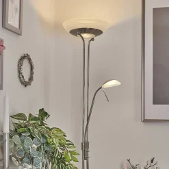 Lampadaire Biot Led Nickel Mat, 2 Lumieres