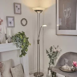 Lampadaire Biot Led Nickel Mat, 2 Lumieres