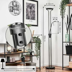 Lampadaire Biot Led Noir, 2 Lumieres