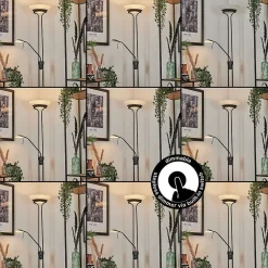 Lampadaire Biot Led Noir, 2 Lumieres