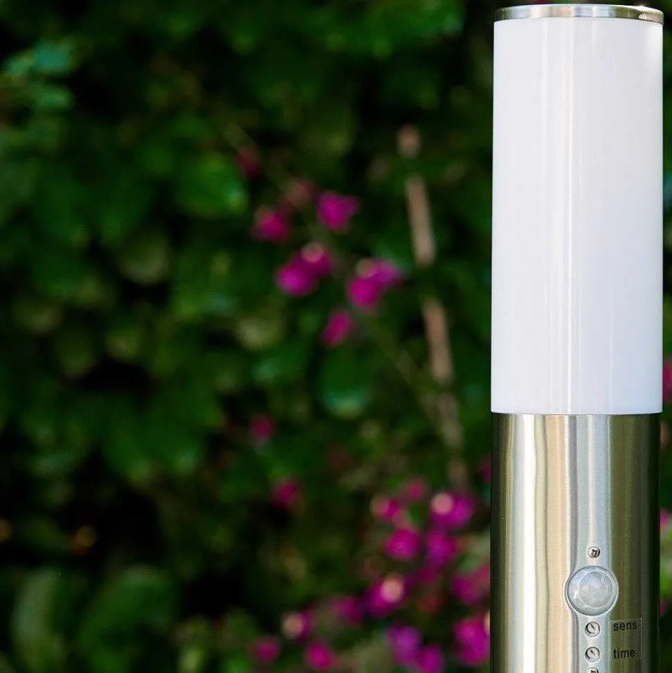 Lampadaire Caserta Acier Inoxydable, 1 Lumiere, Detecteur De Mouvement