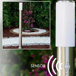 Lampadaire Caserta Acier Inoxydable, 1 Lumiere, Detecteur De Mouvement