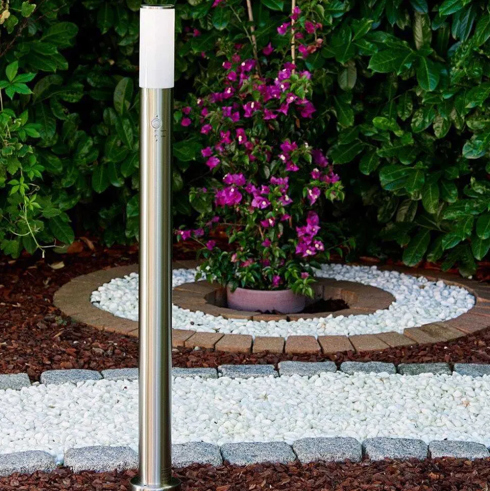 Lampadaire Caserta Acier Inoxydable, 1 Lumiere, Detecteur De Mouvement