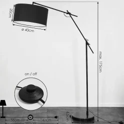 Lampadaire Chassagne Noir, 1 Lumiere