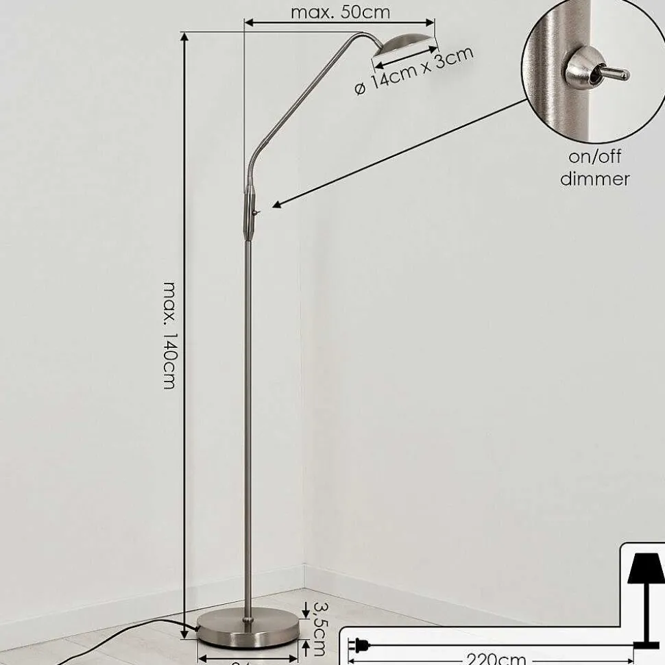 Lampadaire Chirep Led Nickel Mat, 1 Lumiere