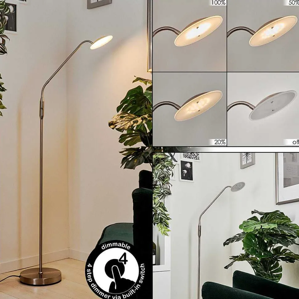 Lampadaire Chirep Led Nickel Mat, 1 Lumiere