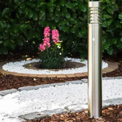 Lampadaire Dakar Acier Inoxydable, 1 Lumiere, Detecteur De Mouvement