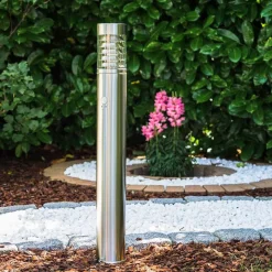 Lampadaire Dakar Acier Inoxydable, 1 Lumiere, Detecteur De Mouvement