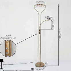 Lampadaire Donna Led Vieux Laiton, 2 Lumieres