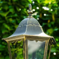 Lampadaire Exterieur Bristol Or, Laiton, 1 Lumiere, Detecteur De Mouvement
