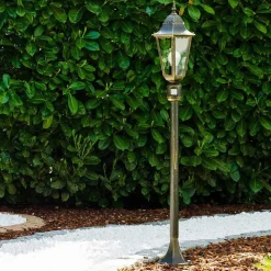 Lampadaire Exterieur Bristol Or, Laiton, 1 Lumiere, Detecteur De Mouvement