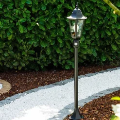 Lampadaire Exterieur Bristol Noir, 1 Lumiere, Detecteur De Mouvement