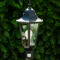 Lampadaire Exterieur Bristol Noir, 1 Lumiere, Detecteur De Mouvement