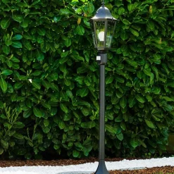 Lampadaire Exterieur Bristol Noir, 1 Lumiere, Detecteur De Mouvement