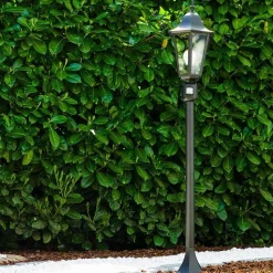 Lampadaire Exterieur Bristol Noir, 1 Lumiere, Detecteur De Mouvement