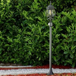 Lampadaire Exterieur Lentua Noir, 1 Lumiere, Detecteur De Mouvement