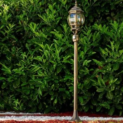 Lampadaire Exterieur Lentua Brun Dore, 1 Lumiere, Detecteur De Mouvement