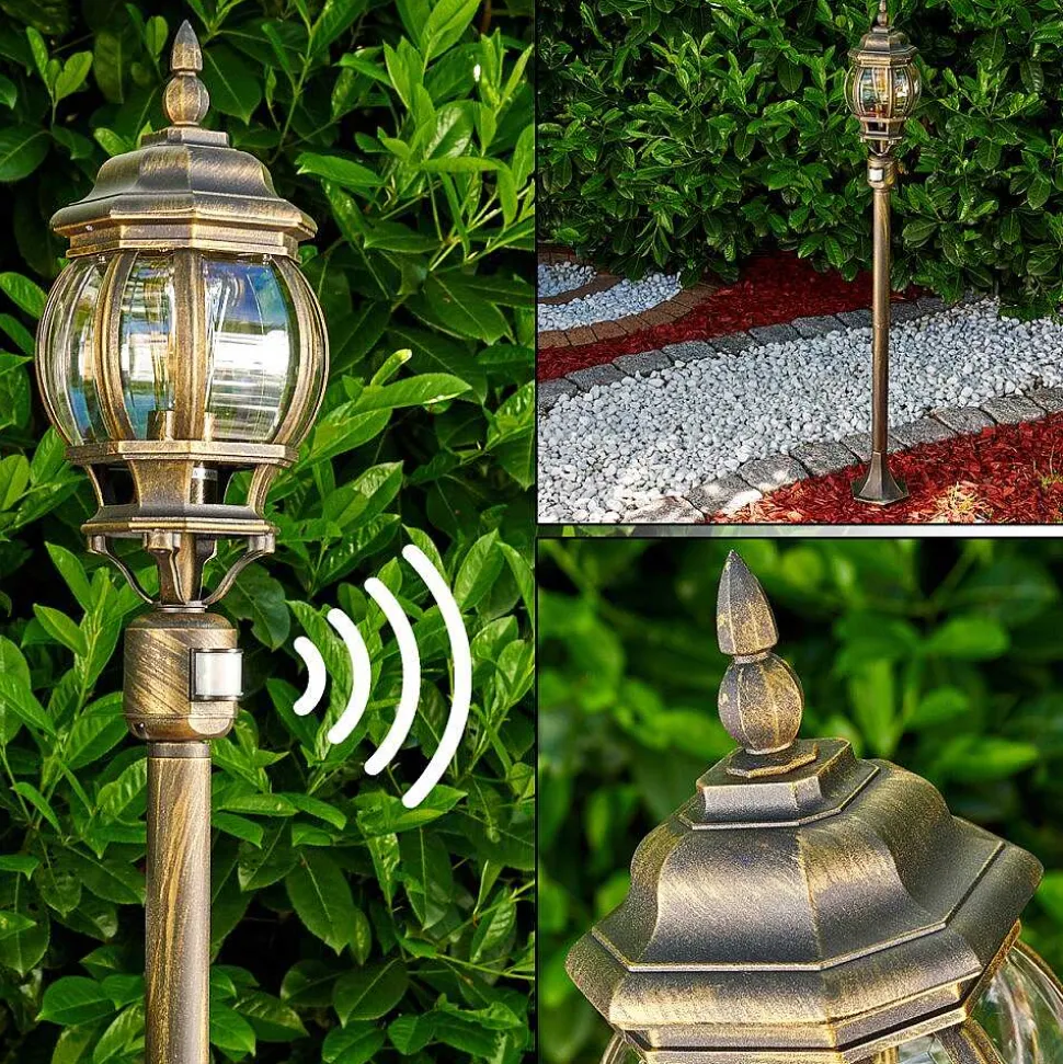Lampadaire Exterieur Lentua Brun Dore, 1 Lumiere, Detecteur De Mouvement
