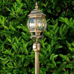 Lampadaire Exterieur Lentua Brun Dore, 1 Lumiere, Detecteur De Mouvement