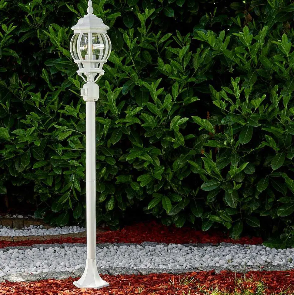 Lampadaire Exterieur Lentua Blanc, 1 Lumiere, Detecteur De Mouvement