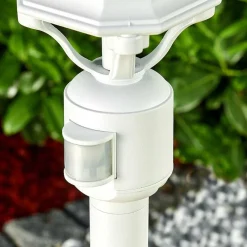 Lampadaire Exterieur Lentua Blanc, 1 Lumiere, Detecteur De Mouvement