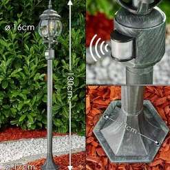 Lampadaire Exterieur Lentua Vert, Noir, 1 Lumiere, Detecteur De Mouvement
