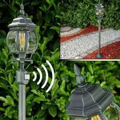 Lampadaire Exterieur Lentua Vert, Noir, 1 Lumiere, Detecteur De Mouvement