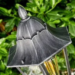 Lampadaire Exterieur Lignac Noir, Argente, 1 Lumiere, Detecteur De Mouvement