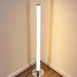 Lampadaire Flaut Led Chrome, 1 Lumiere, Telecommandes, Changeur De Couleurs