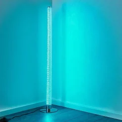 Lampadaire Flaut Led Chrome, 1 Lumiere, Telecommandes, Changeur De Couleurs