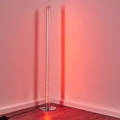 Lampadaire Flaut Led Chrome, 1 Lumiere, Telecommandes, Changeur De Couleurs