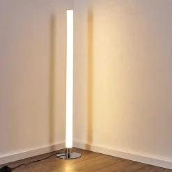 Lampadaire Flaut Led Chrome, 1 Lumiere, Telecommandes, Changeur De Couleurs