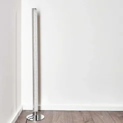 Lampadaire Flaut Led Chrome, 1 Lumiere, Telecommandes, Changeur De Couleurs