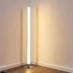 Lampadaire Flaut Led Chrome, 1 Lumiere, Telecommandes, Changeur De Couleurs