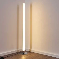 Lampadaire Flaut Led Chrome, 1 Lumiere, Telecommandes, Changeur De Couleurs