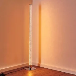 Lampadaire Flaut Led Chrome, 1 Lumiere, Telecommandes, Changeur De Couleurs