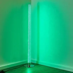 Lampadaire Flaut Led Chrome, 1 Lumiere, Telecommandes, Changeur De Couleurs