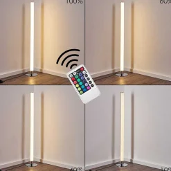 Lampadaire Flaut Led Chrome, 1 Lumiere, Telecommandes, Changeur De Couleurs